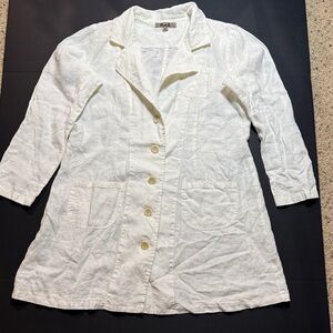 Flax white elegant Medium blazer with pockets